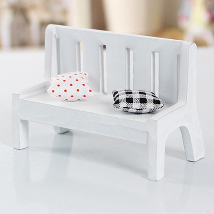 Mini Wooden Bench Dolls House Miniature Garden Dollhouse Furniture Accessory, Size:11*5*7 CM(White) - Model Toys by buy2fix | Online Shopping UK | buy2fix