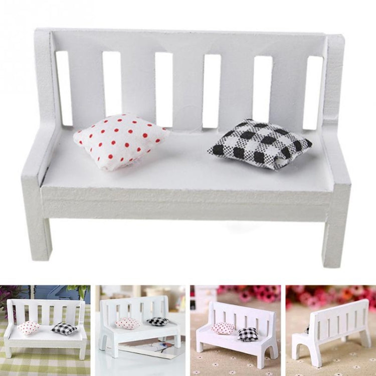 Mini Wooden Bench Dolls House Miniature Garden Dollhouse Furniture Accessory, Size:11*5*7 CM(White) - Model Toys by buy2fix | Online Shopping UK | buy2fix