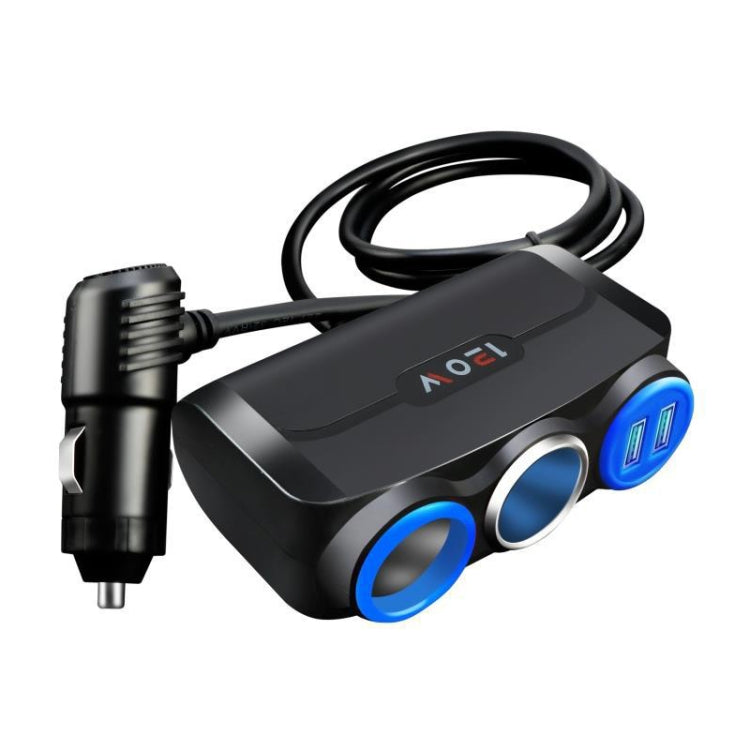 Car Cigarette Lighter Multi-Function Mobile Phone Charging USB Car Charge 12/24V Adapter Plug(Black Blue) - Car Charger by buy2fix | Online Shopping UK | buy2fix