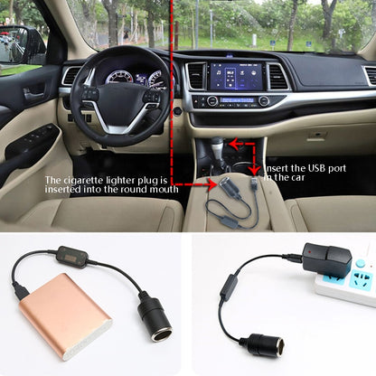 5V Turn 12V USB To Cigarette Lighter Socket Female Head Driving Recorder Mobile Power Cord, Specification: 2m - In Car by buy2fix | Online Shopping UK | buy2fix