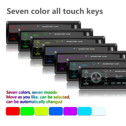 A2818 Car Bluetooth Speakerphone Car MP3 Player Function Touch Double U Disk Colorful Lights Radio, Specification: Standard+8G Memory Card - In Car by buy2fix | Online Shopping UK | buy2fix