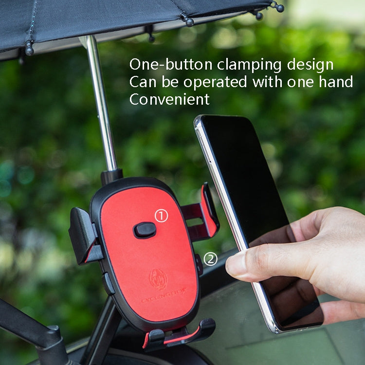 CYCLINGBOX BG-2935 Bicycle Mobile Phone Bracket With Umbrella Waterproof Navigation Electric Car Mobile Phone Frame, Style: Rearview Mirror Installation (Red) - Holders by CYCLINGBOX | Online Shopping UK | buy2fix