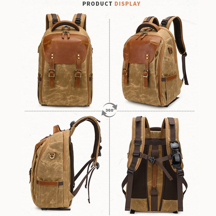 K805 Waterproof Batik Canvas Camera Backpack Outdoor Liner Shoulder Photography Bag(Soil Yellow) - Camera Accessories by buy2fix | Online Shopping UK | buy2fix