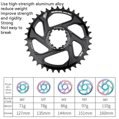 BDSNAIL Mountain Bike Single Disk GXP Direct-Shaped Integrated Disk Positive And Negative Tooth Disc, Colour: 34T (Dazzling Color) - Outdoor & Sports by buy2fix | Online Shopping UK | buy2fix