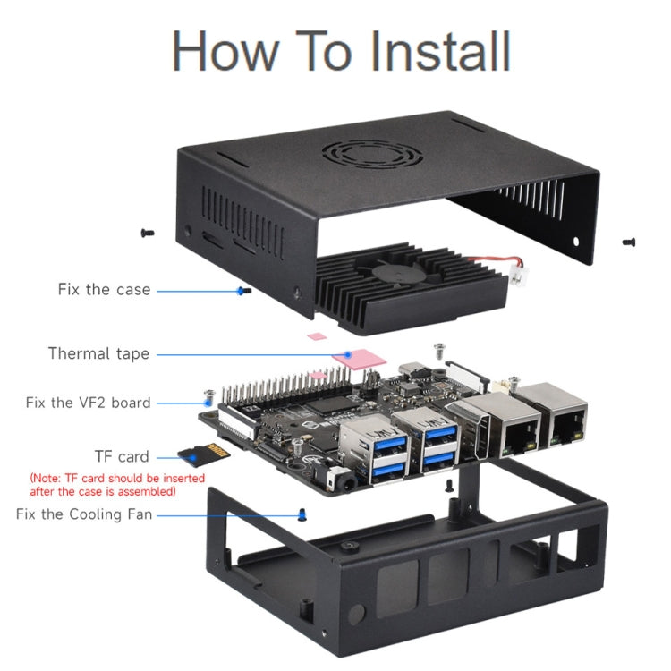 Waveshare 25311 Metal Case For VisionFive2 Board, With Cooling Fan - Mini PC Accessories by Waveshare | Online Shopping UK | buy2fix