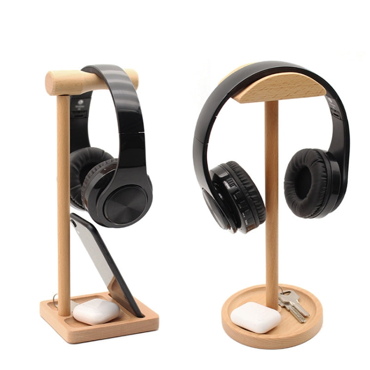 AM-EJZJ001 Desktop Solid Wood Headset Display Stand, Style: B - Apple Accessories by buy2fix | Online Shopping UK | buy2fix