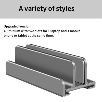 Aluminum Alloy Laptop Tablet Phone Storage Stand, Color: L401 Double Slot (Gray) - Computer & Networking by buy2fix | Online Shopping UK | buy2fix