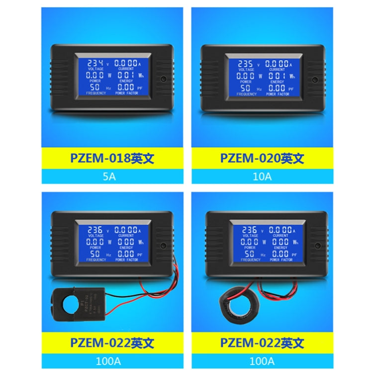 Peacefair English Version Multifunctional AC Digital Display Power Monitor, 100A (Open and Close CT) - Consumer Electronics by Peacefair | Online Shopping UK | buy2fix