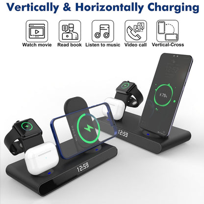 SY-011 15W Wireless Fast Charge Stand  Clock Three-in-One Folding Wireless Charger( White ) - Apple Accessories by buy2fix | Online Shopping UK | buy2fix