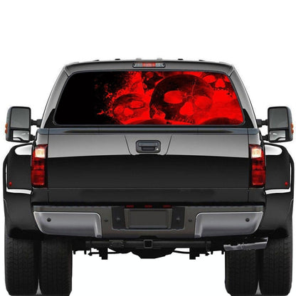 D-954 Flame Skeleton Rear Window Pattern Sticker Truck SUV Behind Wind Glass Stickers(Red) - In Car by buy2fix | Online Shopping UK | buy2fix