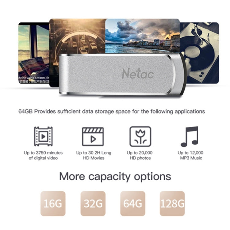 Netac U388 High Speed USB3.0 Metal Rotating Car Computer U Disk, Capacity: 32GB - USB Flash Drives by Netac | Online Shopping UK | buy2fix