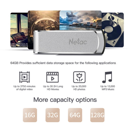 Netac U388 High Speed USB3.0 Metal Rotating Car Computer U Disk, Capacity: 128GB - USB Flash Drives by Netac | Online Shopping UK | buy2fix