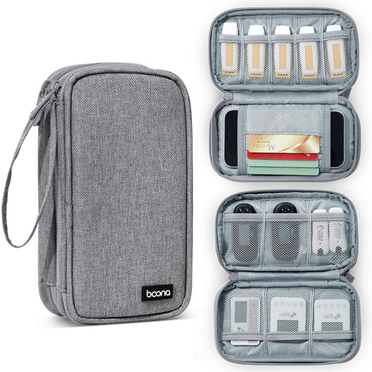 Baona BN-C004 Mini U Disk Headphone Data Cable Storage Bag, Color: Double Layer (Gray) - Hard Drive Bags & Cases by Baona | Online Shopping UK | buy2fix