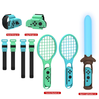 DOBE TNS-2123 Sports Lightsaber + Leg Strap + Tennis Racket + Wrist Strap 7 In 1 Sports Set For Nintendo Switch - Gamepads by DOBE | Online Shopping UK | buy2fix