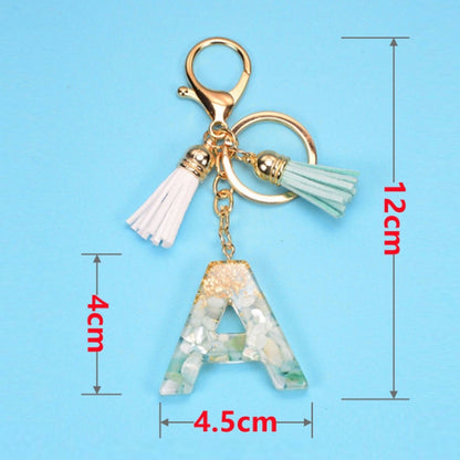 2 PCS Gold Foil English Letter Tassel Keychain Bag Decoration Pendant(R) - In Car by buy2fix | Online Shopping UK | buy2fix