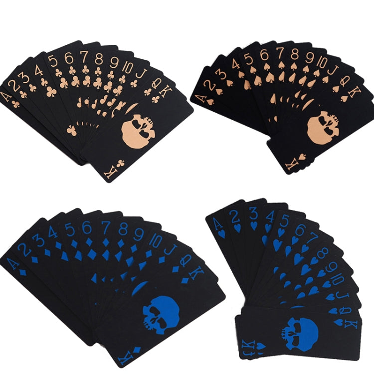 10 PCS Fluorescent PVC Skull Playing Cards Waterproof  Playing Cards,Size: 3.2 x 8.7cm Blue+Gold - Gambling by buy2fix | Online Shopping UK | buy2fix