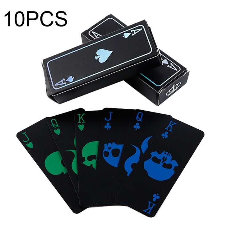 10 PCS Fluorescent PVC Skull Playing Cards Waterproof  Playing Cards,Size: 3.2 x 8.7cm  Blue+Green - Gambling by buy2fix | Online Shopping UK | buy2fix