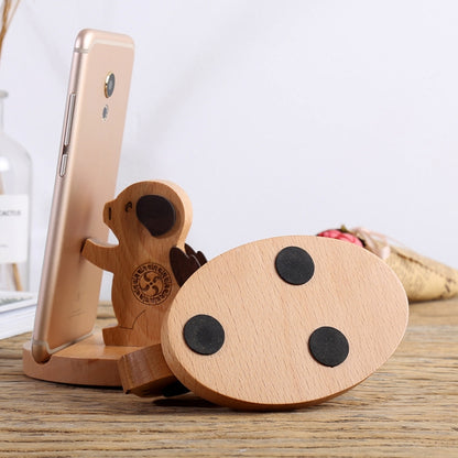 Wooden Mobile Phone Bracket Beech Lazy Mobile Phone Holder,Style: Piggy - Desktop Holder by buy2fix | Online Shopping UK | buy2fix