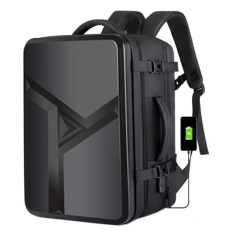 Large-capacity Waterproof Expandable Hard Shell Backpack with USB Charging Hole(161 Black) - Backpack by buy2fix | Online Shopping UK | buy2fix