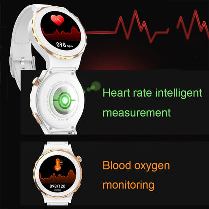 HW3 Mini Heart Rate/Blood Oxygen Monitoring Smart Watch with NFC Function(Gold Shell White Leather) - Smart Wear by buy2fix | Online Shopping UK | buy2fix