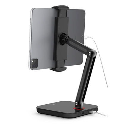 SSKY X38 Desktop Phone Tablet Stand Folding Online Classes Support, Style: Long Arm Charging Version (Black) - Desktop Holder by SSKY | Online Shopping UK | buy2fix