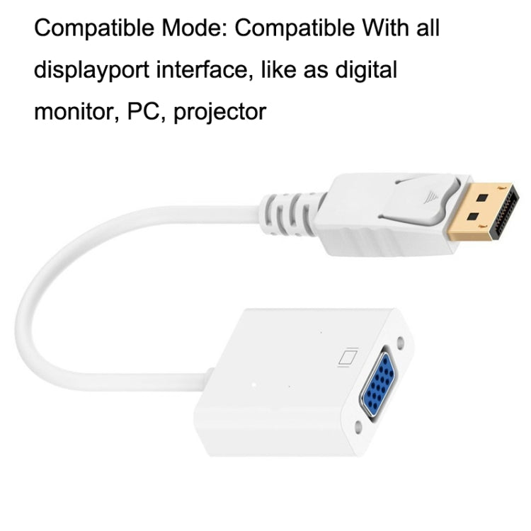 DP to VGA Adapter Wire Square Adapter, Cable Length: 15cm(White) -  by buy2fix | Online Shopping UK | buy2fix