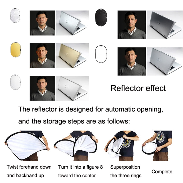 Selens  5 In 1 (Gold / Silver  / White / Black / Soft Light) Folding Reflector Board, Size: 120x180cm -  by Selens | Online Shopping UK | buy2fix