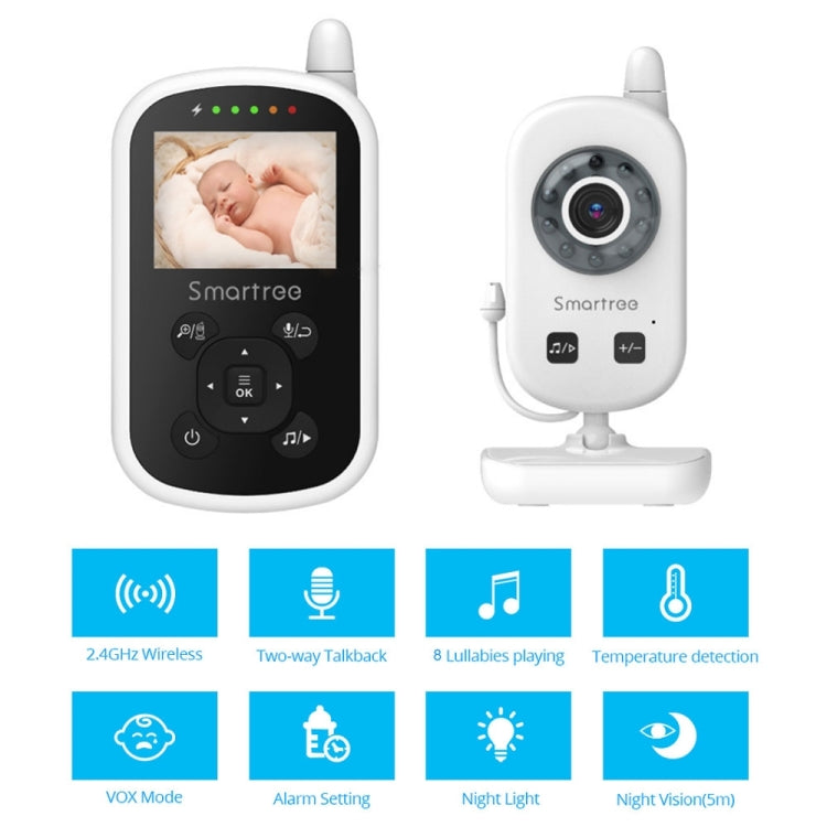 UU24 2.4 Inch Wireless Baby Monitor Camera Temperature Monitor 2 Way Audio VOX Lullaby UK Plug - Security by buy2fix | Online Shopping UK | buy2fix