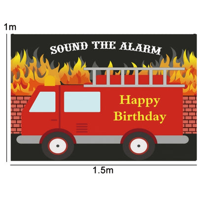 1.5x1m Fire Engine Happy Birthday Party Scene Backdrop for Photojournalism(MDU04234) - Camera Accessories by buy2fix | Online Shopping UK | buy2fix