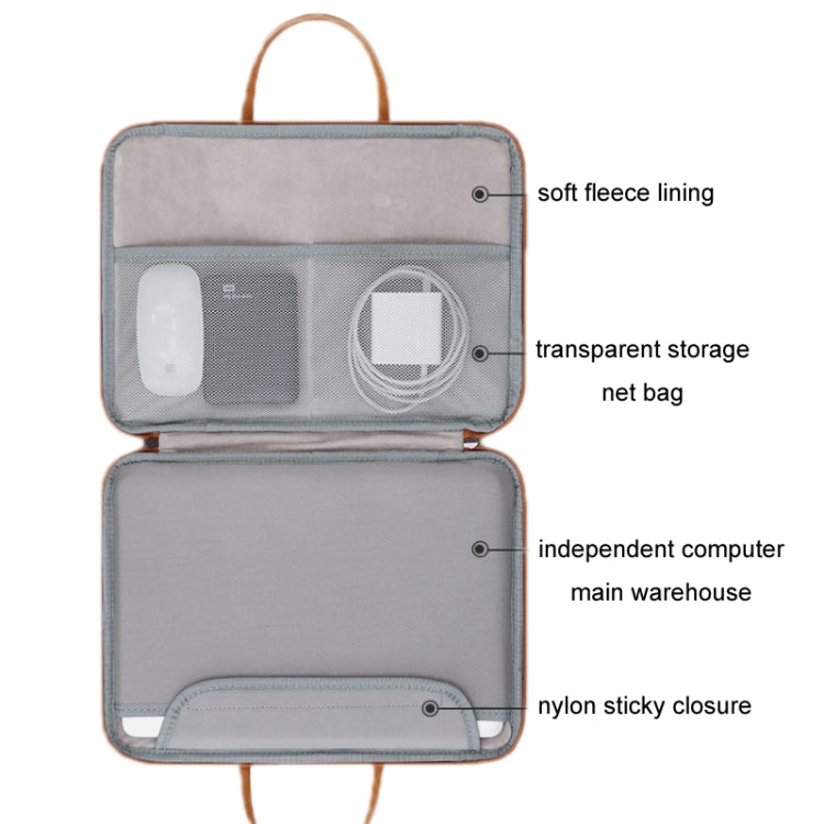 Baona Leather Fully Open Portable Waterproof Computer Bag, Size: 13/13.3 inches(Gray Brown) - 13.3 inch by Baona | Online Shopping UK | buy2fix