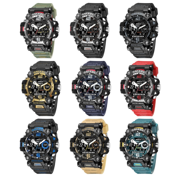 SMAEL 8072 Alloy Outdoor Multifunctional Electronic Watch Men Dual Display Waterproof Watch(Black White) - Metal Strap Watches by SMAEL | Online Shopping UK | buy2fix