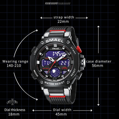 SMAEL 8069 Outdoor Multifunctional Waterproof Sports Alloy Luminous Watch(Black) - LED Digital Watches by SMAEL | Online Shopping UK | buy2fix