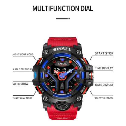 SMAEL 8075 Multi-function Waterproof Night Light Outdoor Watch(Blue) - Sport Watches by SMAEL | Online Shopping UK | buy2fix