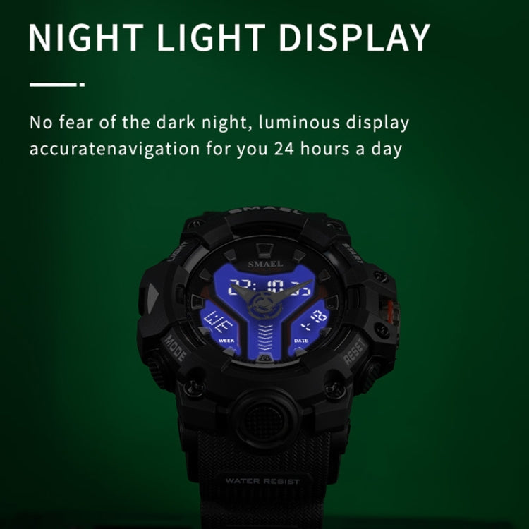 SMAEL 8075 Multi-function Waterproof Night Light Outdoor Watch(Army Green) - Sport Watches by SMAEL | Online Shopping UK | buy2fix