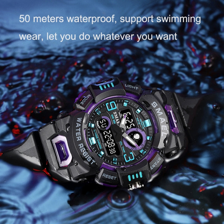 SMAEL 8063 Outdoor Electronic Alarm Sports Watch Double Showed Astronaut Student Watch(Black Purple Blue) - Sport Watches by SMAEL | Online Shopping UK | buy2fix