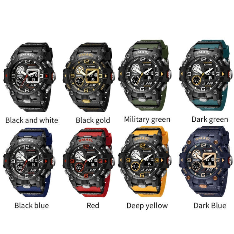 SMAEL 8055 Large Dial Sports Outdoor Waterproof Luminous Multifunctional Electronic Watch(Black Gold) - Sport Watches by SMAEL | Online Shopping UK | buy2fix