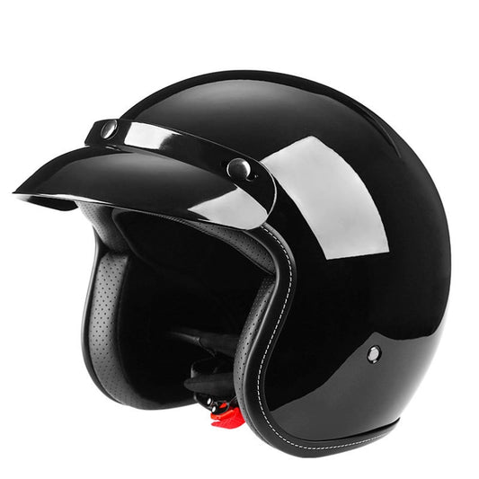 BYB 701 All Seasons Retro Motorcycle Helmet, Size: L(Bright Black) - In Car by BYB | Online Shopping UK | buy2fix