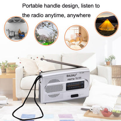 BAIJIALI BJL-R28 Elderly Portable Portable Retro Radio AM / FM Two Band Radio(Silver Gray) - Radio Player by BAIJIALI | Online Shopping UK | buy2fix