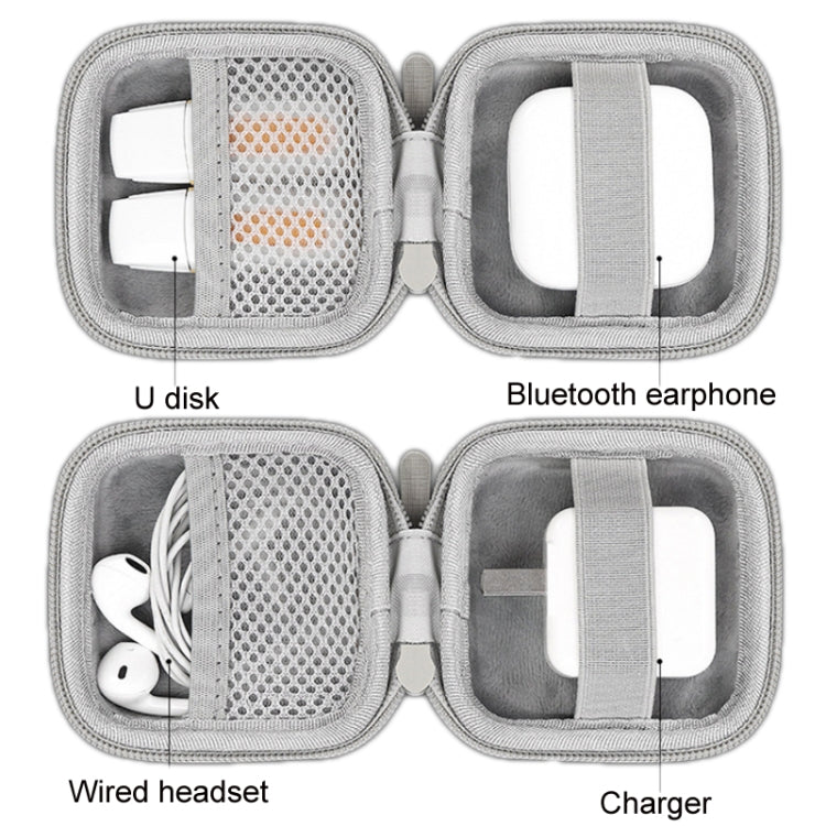 Baona BN-F003 Leather Digital Headphone Cable U Disk Storage Bag, Specification: Rectangular Gray - Digital Storage Bag by Baona | Online Shopping UK | buy2fix