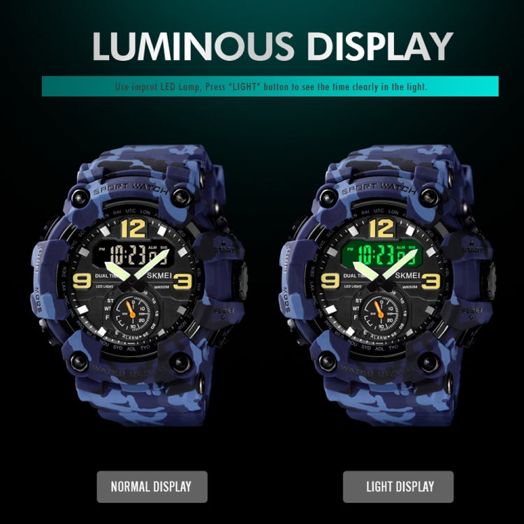 SKMEI 1637 Sports Digital Display Outdoor Shockproof Plastic Large Dial Men Watch, Color: Blue Camouflage - LED Digital Watches by SKMEI | Online Shopping UK | buy2fix