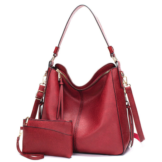 7871 Large Capacity Adjustable Leather Tote Bag Multi-compartment Shoulder Bag, Color: 2-In-1 Red - Handbags by buy2fix | Online Shopping UK | buy2fix