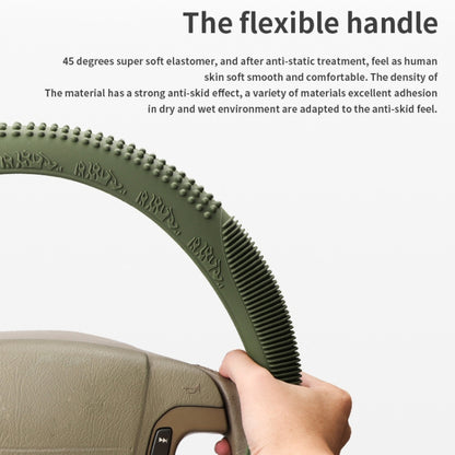 Non-slip Wear-resistant Fire Pattern Silicone Car Steering Wheel Cover, Size: 36-42cm(Gray) -  by buy2fix | Online Shopping UK | buy2fix