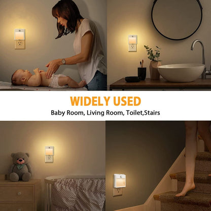 NL2101 Motion Sensor LED Night Light AC Plug Dimming Sleep Lights,Spec: Warm and White UK Plug - Sensor LED Lights by buy2fix | Online Shopping UK | buy2fix