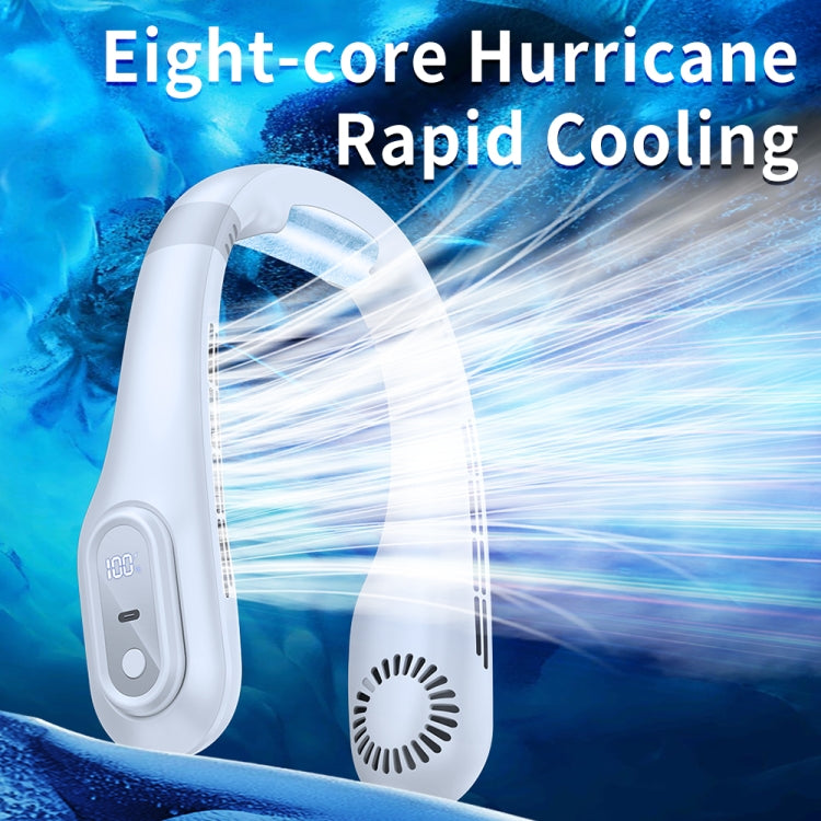 J18 Cooling Hanging Neck Fan Portable Bladeless Digital Display Fan(White) - Electric Fans by buy2fix | Online Shopping UK | buy2fix