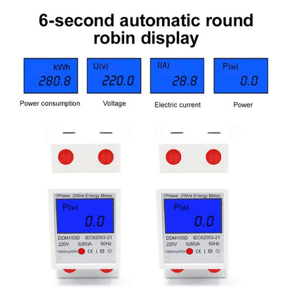 DDM15SD 10 (40) A Single-phase Multi-function Rail Meter with Backlight LCD Display - Current & Voltage Tester by buy2fix | Online Shopping UK | buy2fix