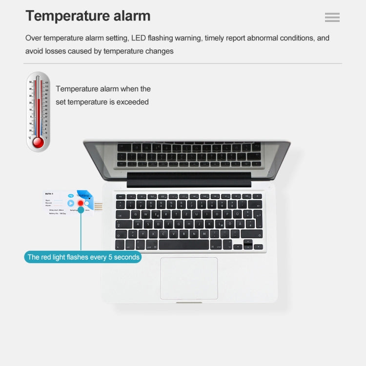 Temp013 Temperature Humidity Bluetooth APP Connect Medical Warehouse Cold Chain Transport USB Data Recorder - Thermostat & Thermometer by buy2fix | Online Shopping UK | buy2fix