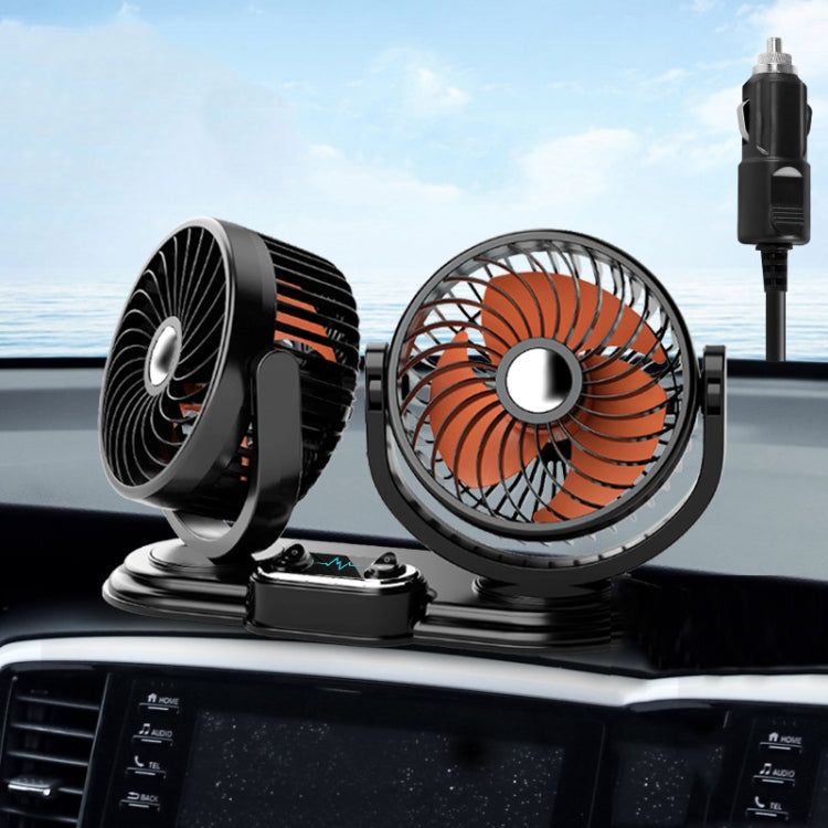 F621 Car Rotatable Turntable Silent Car Double Head Fan, Model: 24V Cigarette Lighter - Heating & Fans by buy2fix | Online Shopping UK | buy2fix