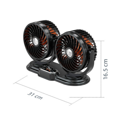 F621U Car Rotatable Turntable Silent Car Double Head Fan, Model: High Allocation 12V Cigarette Lighter - Heating & Fans by buy2fix | Online Shopping UK | buy2fix