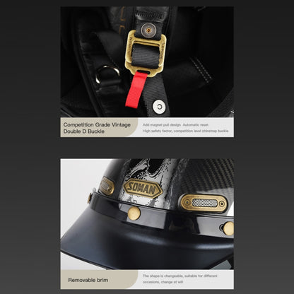 SOMAN Motorcycle Four Seasons Carbon Fiber Half Helmet, Color: FRP Matte Black(M) - Helmets by SOMAN | Online Shopping UK | buy2fix