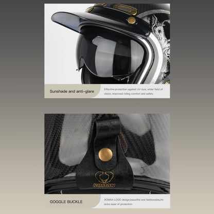 SOMAN Motorcycle Four Seasons Carbon Fiber Half Helmet, Color: Bright Carbon Fiber(XXL) - Helmets by SOMAN | Online Shopping UK | buy2fix